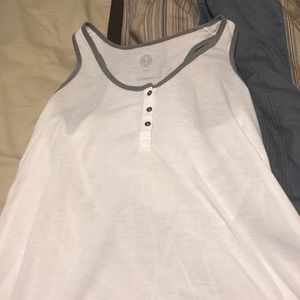 White tank top with gray and three buttons!